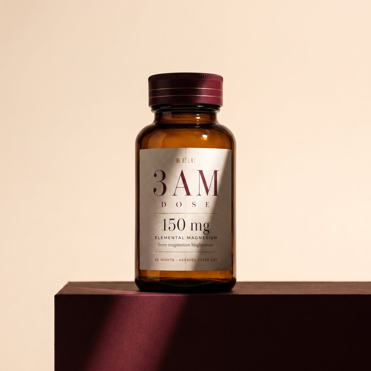 A bottle of 3AM Drops with 150 mg elemental magnesium printed on the front