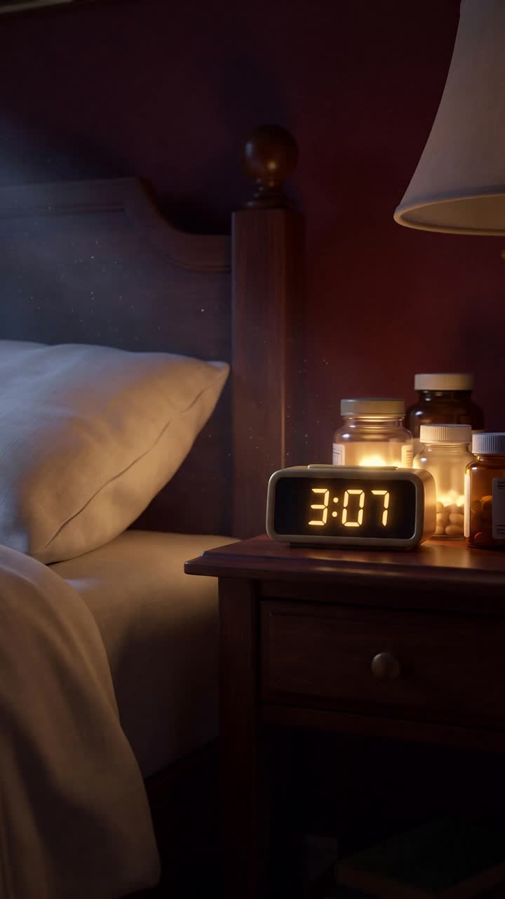 A bedside clock reading 3:07